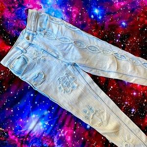 TRUE VINTAGE 90s Y2K High Waist Acid Wash Embellished Mom Jeans Relaxed Fit 💜